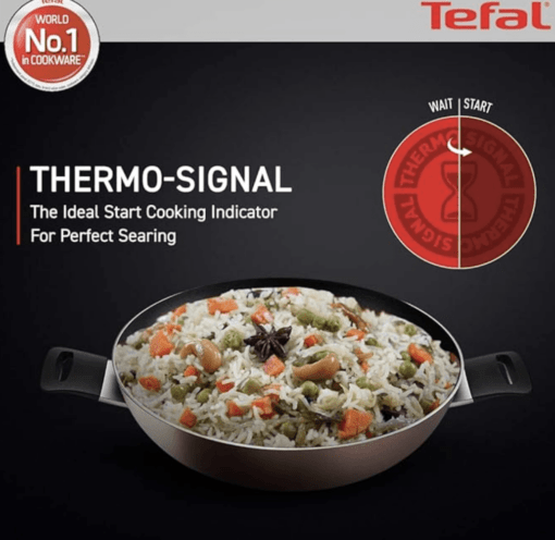 Tefal Day by Day Non Stick Kadai, Smart Thermo Signal Temperature Indicator Technology, Titanium Coating, Black, DDKA-28 - Image 3